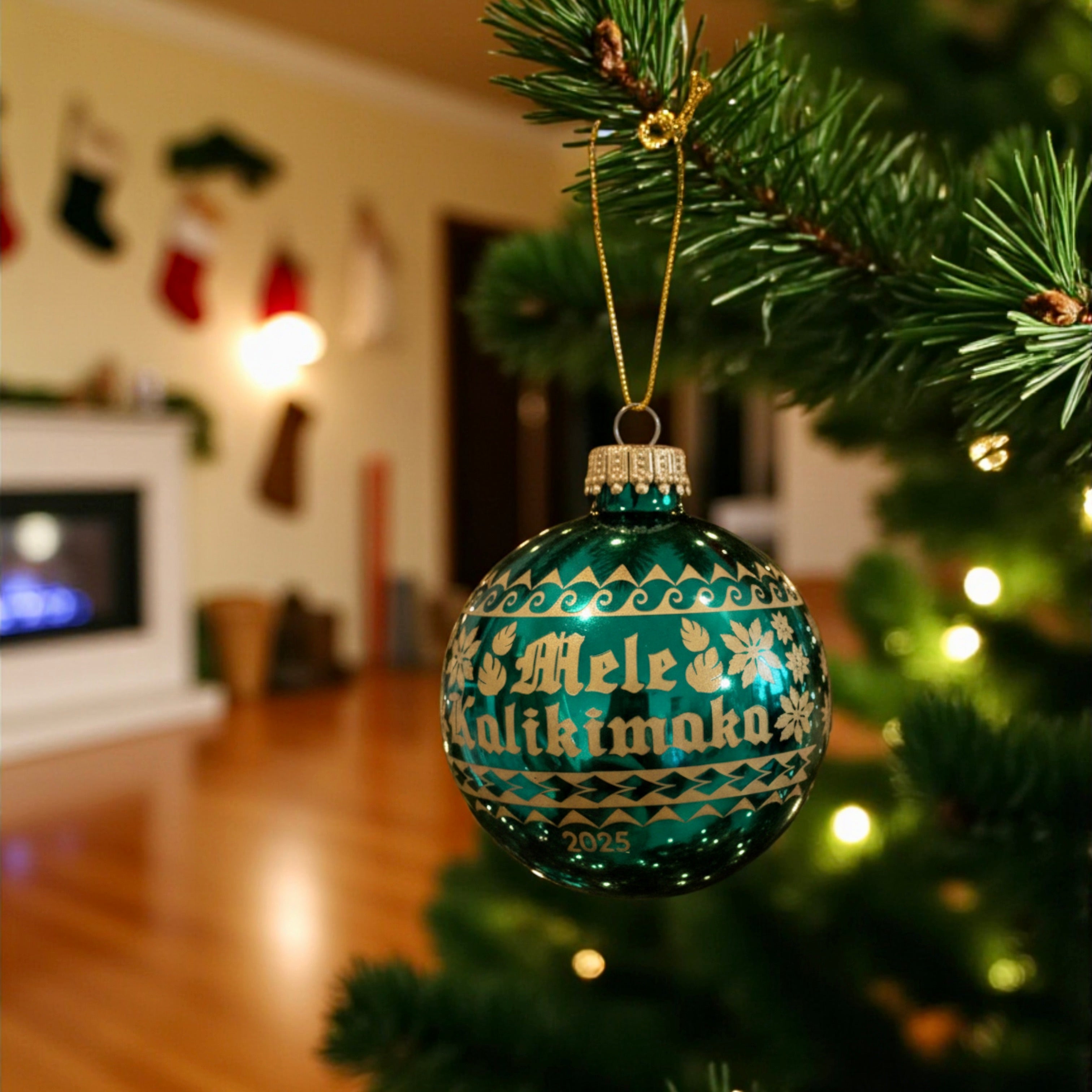 Custom Ornament Mele Kalikimaka (As Pictured)